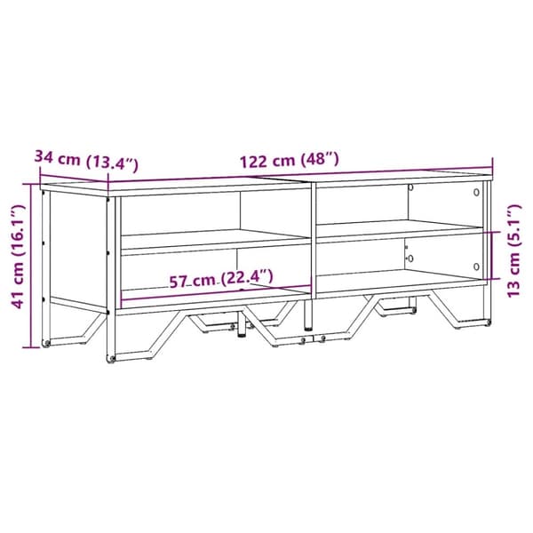 vidaXL TV-benk sonoma eik 122x34x41 cm konstruert tre