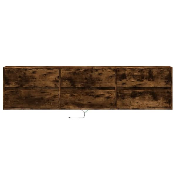 vidaXL Väggmonterad tv-bänk LEDs rökfärgad ek 180x31x45 cm