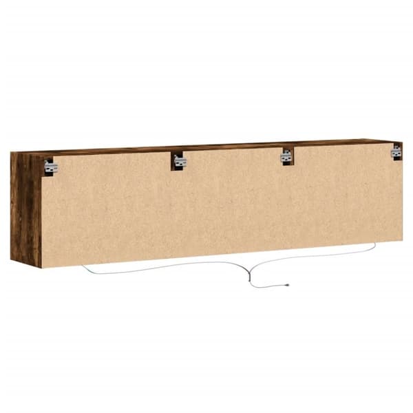 vidaXL Väggmonterad tv-bänk LEDs rökfärgad ek 180x31x45 cm