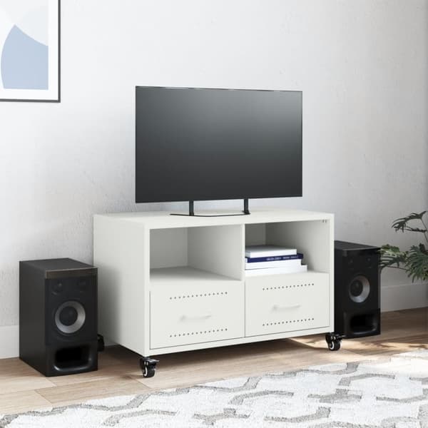 vidaXL TV-benk hvit 68x39x43,5 cm stål