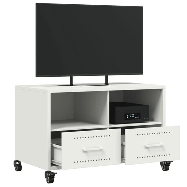 vidaXL TV-benk hvit 68x39x43,5 cm stål