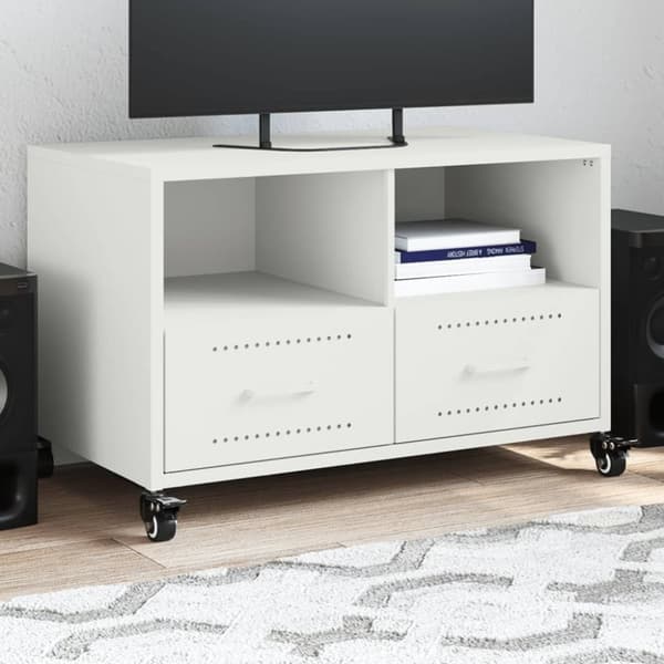vidaXL TV-benk hvit 68x39x43,5 cm stål