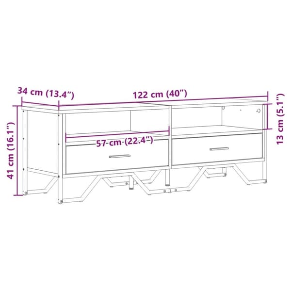 vidaXL Tv-bänk sonoma ek 122x34x41 cm konstruerat trä