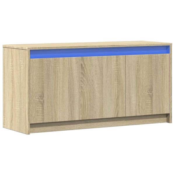 vidaXL tv-bord med LED-lys 100x34x50 cm konstrueret træ sonoma-eg