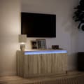 Miniatyrbillede 6 af 11: vidaXL tv-bord med LED-lys 100x34x50 cm konstrueret træ sonoma-eg