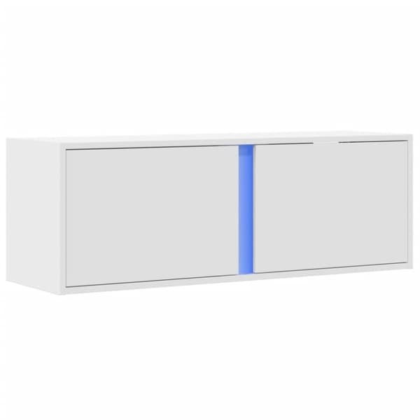 vidaXL væghængt tv-bord med LED-lys 100x31x35 cm hvid