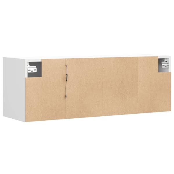 vidaXL væghængt tv-bord med LED-lys 100x31x35 cm hvid