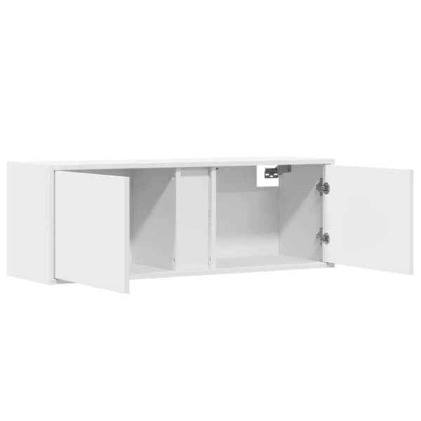 vidaXL væghængt tv-bord med LED-lys 100x31x35 cm hvid