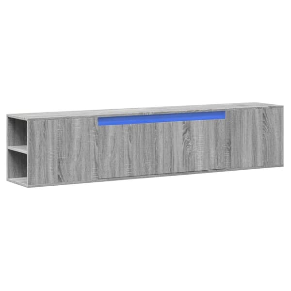 vidaXL TV-seinäkaappi LED-valoilla harmaa Sonoma 180x31x39,5 cm