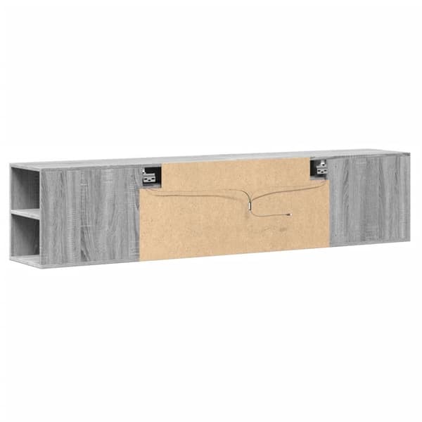 vidaXL TV-seinäkaappi LED-valoilla harmaa Sonoma 180x31x39,5 cm