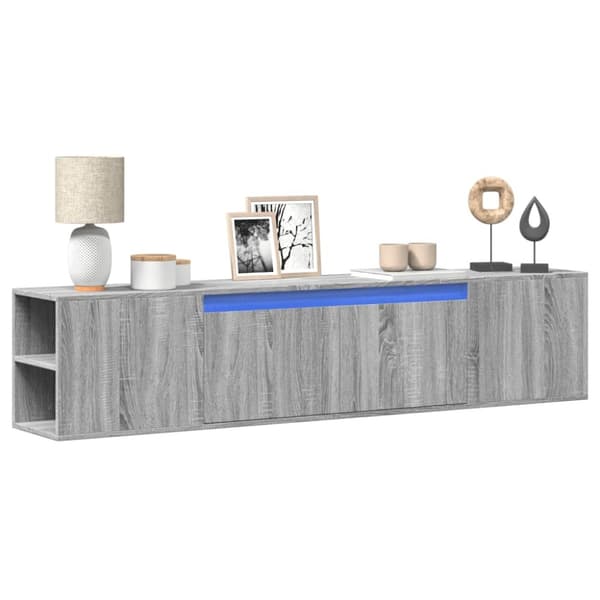 vidaXL TV-seinäkaappi LED-valoilla harmaa Sonoma 180x31x39,5 cm