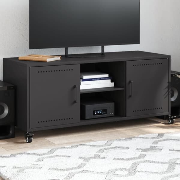 vidaXL tv-bord 100,5x39x43,5 cm stål sort
