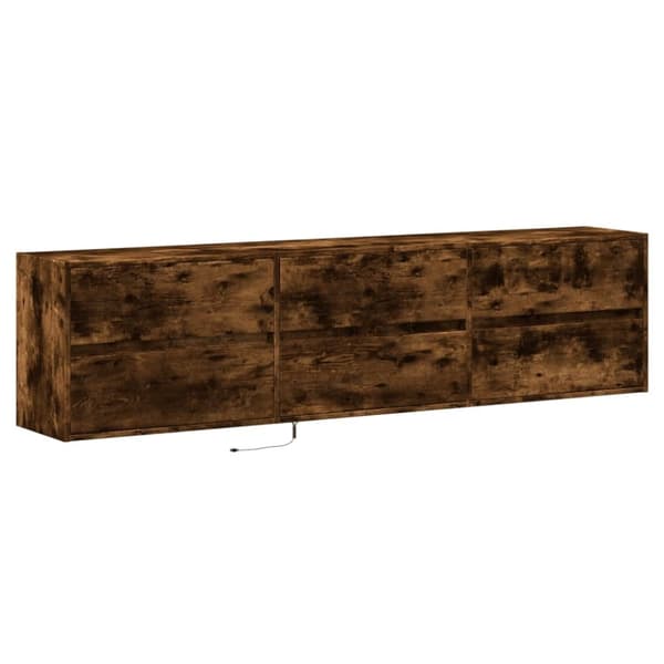vidaXL væghængt tv-bord med LED 180x31x45 cm røget egetræsfarve