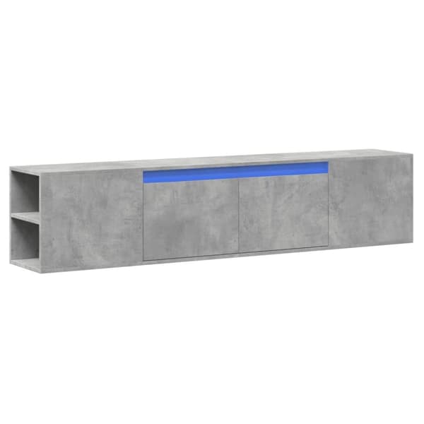 vidaXL Vegghengt TV-benk med LED betonggrå 180x31x39,5 cm