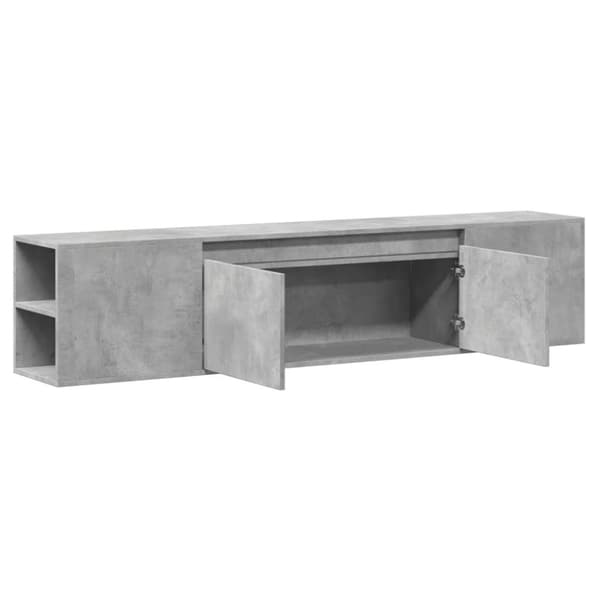 vidaXL Vegghengt TV-benk med LED betonggrå 180x31x39,5 cm