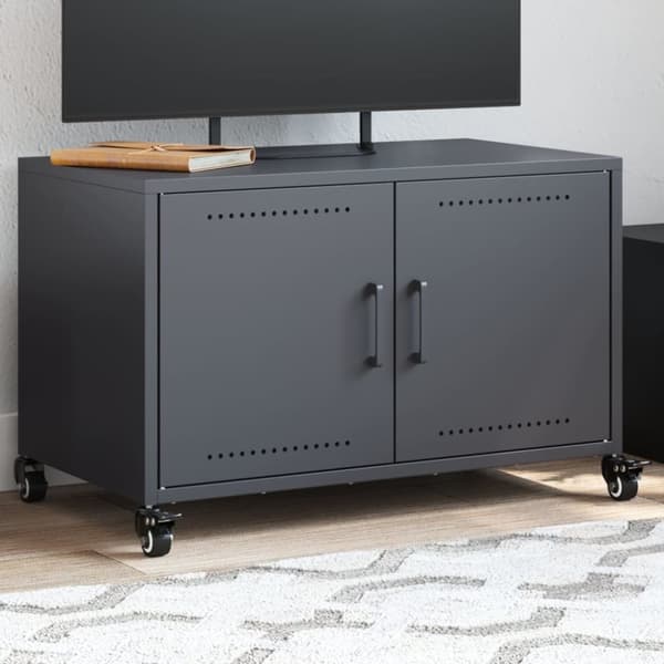 vidaXL TV-benk antrasitt 68x39x43,5 cm kaldvalset stål