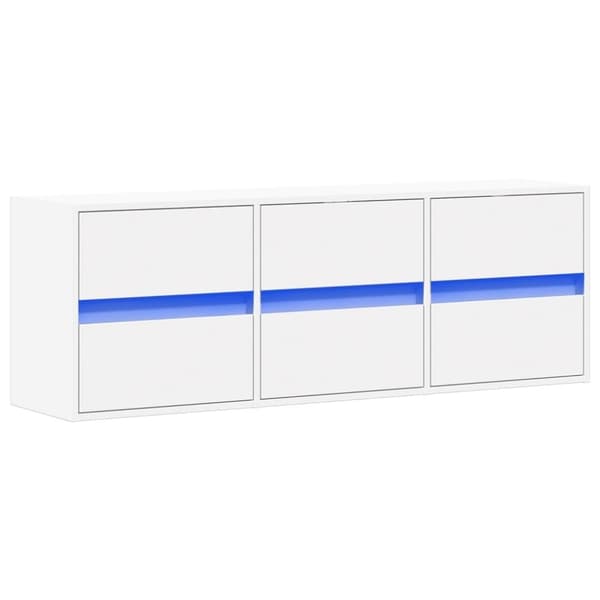 vidaXL Vegghengt TV-benk med LED hvit 130x31x45 cm
