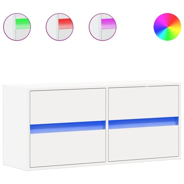 vidaXL Vegghengt TV-benk med LED hvit 100x31x45 cm