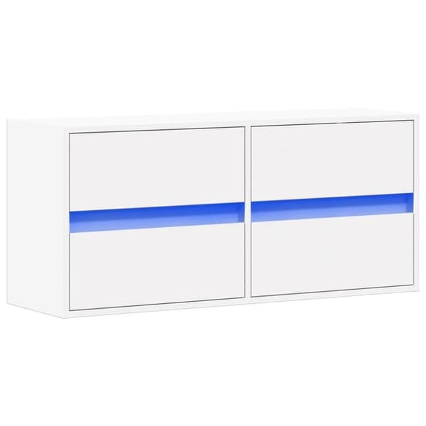 vidaXL Vegghengt TV-benk med LED hvit 100x31x45 cm