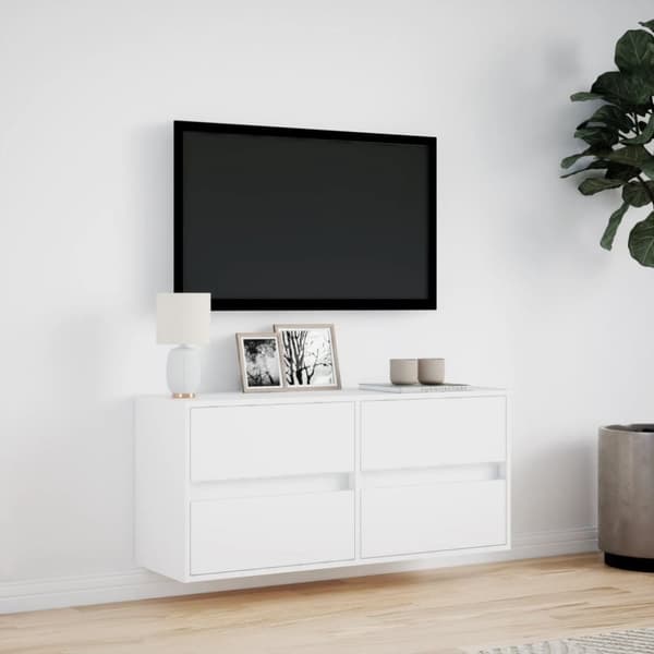 vidaXL Vegghengt TV-benk med LED hvit 100x31x45 cm