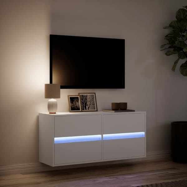 vidaXL Vegghengt TV-benk med LED hvit 100x31x45 cm