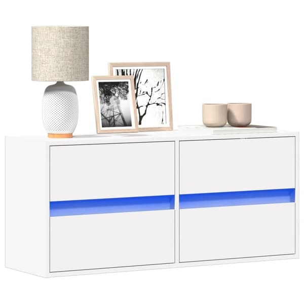 vidaXL Vegghengt TV-benk med LED hvit 100x31x45 cm