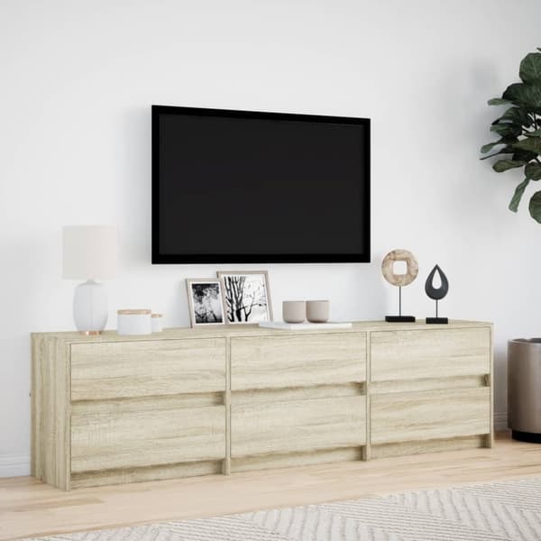 vidaXL TV-benk med LED sonoma eik 180x34x50 cm konstruert tre