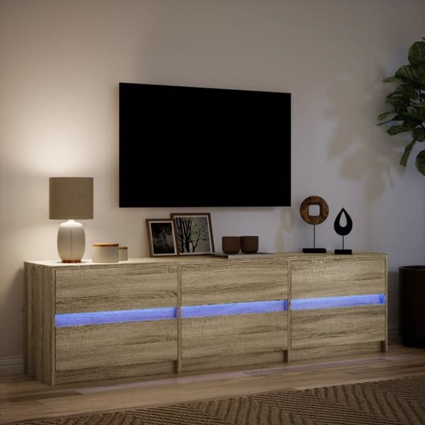 vidaXL TV-benk med LED sonoma eik 180x34x50 cm konstruert tre