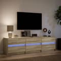 Miniatyrbilde 6 av 11: vidaXL TV-benk med LED sonoma eik 180x34x50 cm konstruert tre
