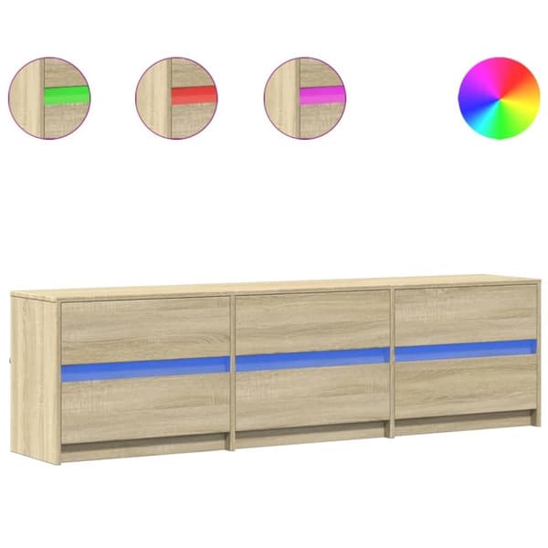 vidaXL TV-benk med LED sonoma eik 180x34x50 cm konstruert tre