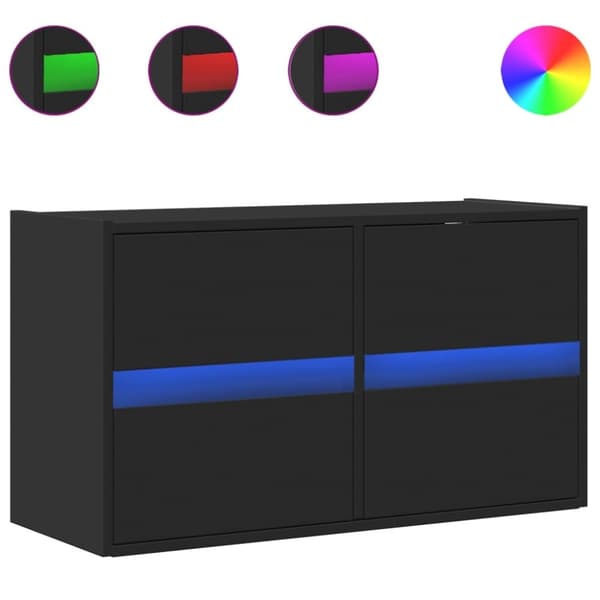 vidaXL Vegghengt TV-benk med LED svart 80x31x45 cm