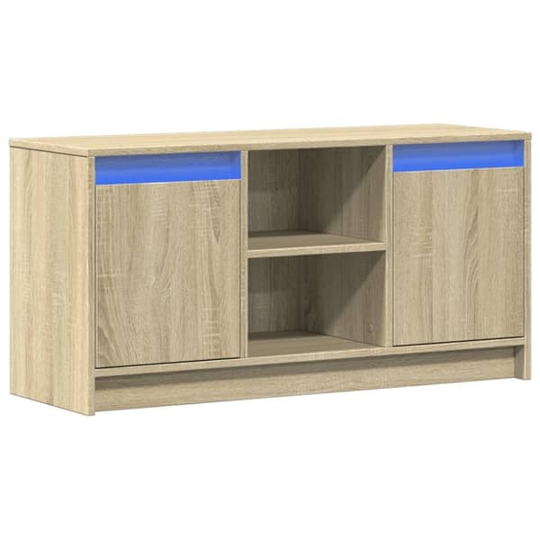 vidaXL TV-benk med LED sonoma eik 100x34x50 cm konstruert tre