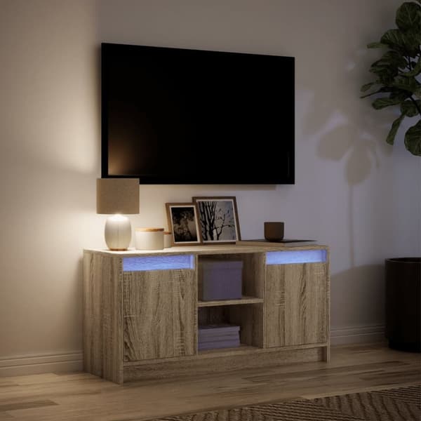 vidaXL TV-benk med LED sonoma eik 100x34x50 cm konstruert tre