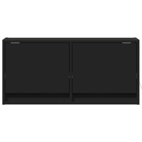 vidaXL Vegghengt TV-benk med LED svart 80x31x35 cm