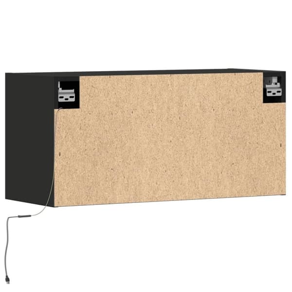 vidaXL Vegghengt TV-benk med LED svart 80x31x35 cm