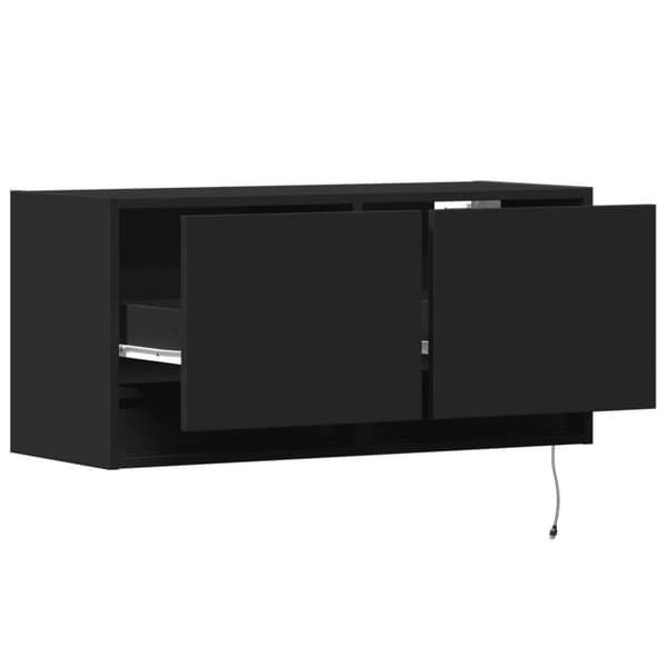 vidaXL Vegghengt TV-benk med LED svart 80x31x35 cm