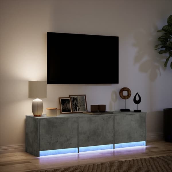 vidaXL Tv-bänk med LEDs betonggrå 140x34x40 cm konstruerat trä