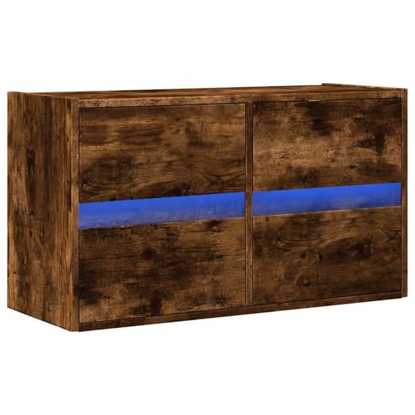 vidaXL Vegghengt TV-benk med LED røkt eik 80x31x45 cm