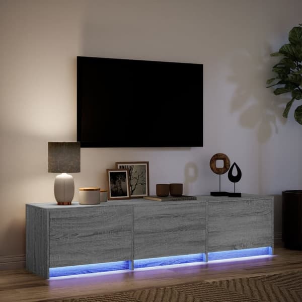vidaXL TV-benk med LED grå sonoma 165x34x40 cm konstruert tre