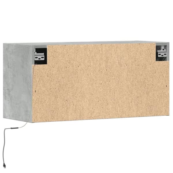 vidaXL Vegghengt TV-benk med LED-lys betonggrå 80x31x35 cm