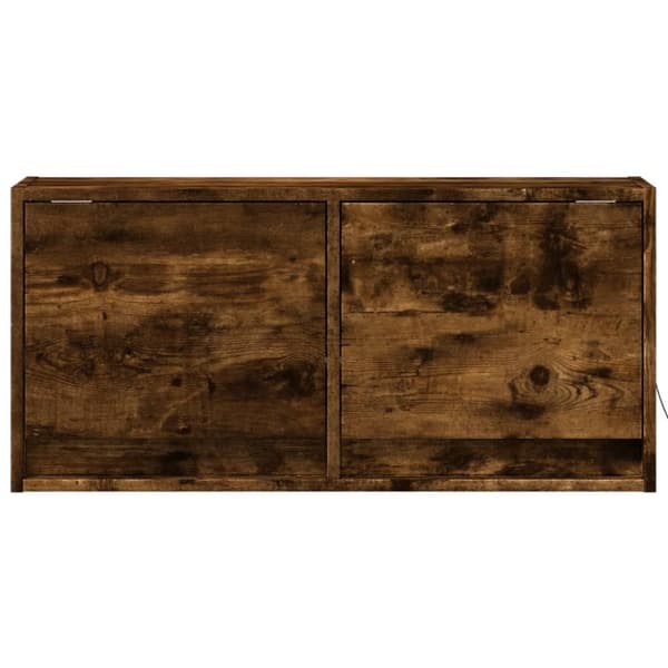vidaXL Väggmonterad tv-bänk LED rökfärgad ek 80x31x35 cm