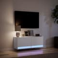 Miniatyrbillede 6 af 11: vidaXL væghængt tv-bord med LED-lys 100x31x35 cm hvid
