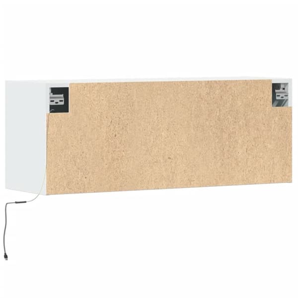 vidaXL væghængt tv-bord med LED-lys 100x31x35 cm hvid