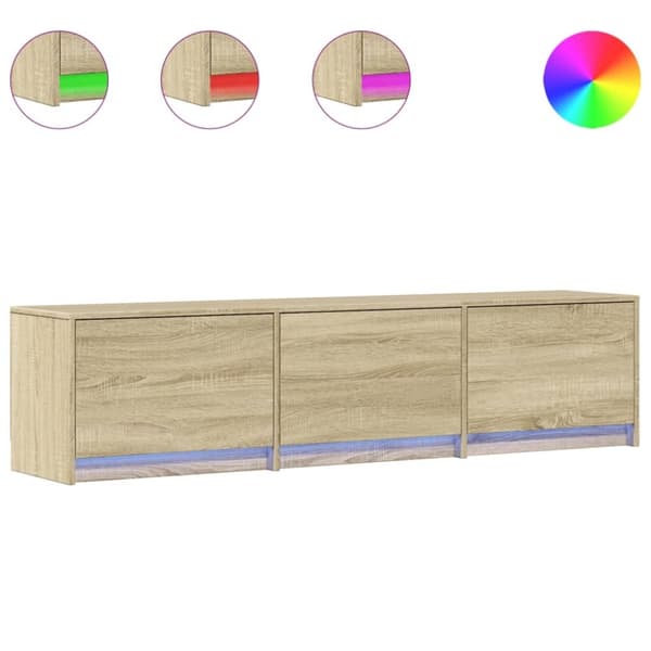 vidaXL tv-bord med LED-lys 165x34x40 cm konstrueret træ sonoma-eg