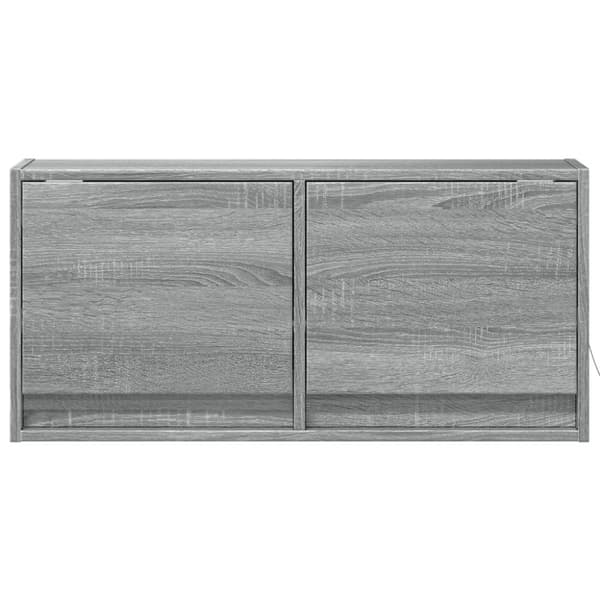 vidaXL væghængt tv-bord med LED-lys 80x31x35 cm grå sonoma-eg