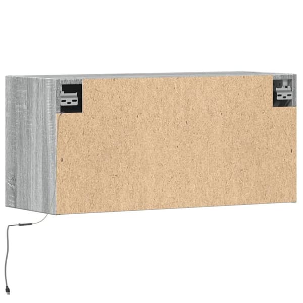 vidaXL væghængt tv-bord med LED-lys 80x31x35 cm grå sonoma-eg