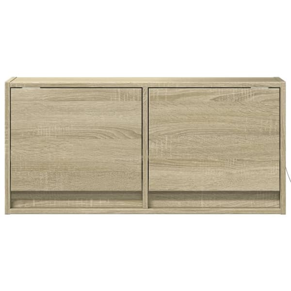 vidaXL Vegghengt TV-benk med LED sonoma eik 80x31x35 cm