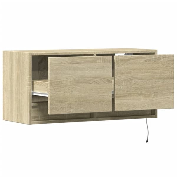 vidaXL Vegghengt TV-benk med LED sonoma eik 80x31x35 cm