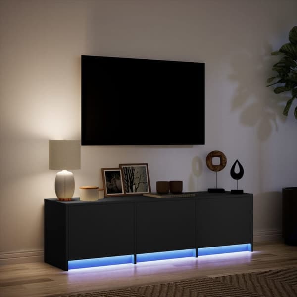 vidaXL TV-benk med LED svart 140x34x40 cm konstruert tre
