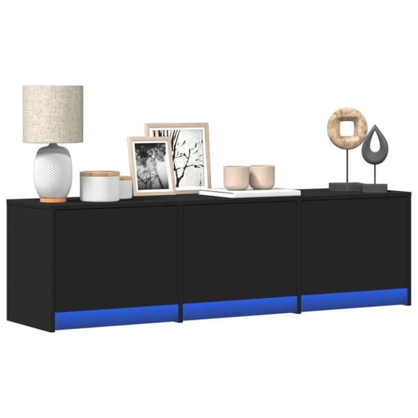 vidaXL TV-benk med LED svart 140x34x40 cm konstruert tre